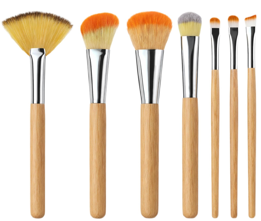Makeup Brush Set With Bag - Professional Makeup Brushes, Natural Design Set Of 7 Pieces, Soft Bristles, Foundation, Eyeshadow, Blending & Contouring Brushes, Beauty Tools, For Women & Girls