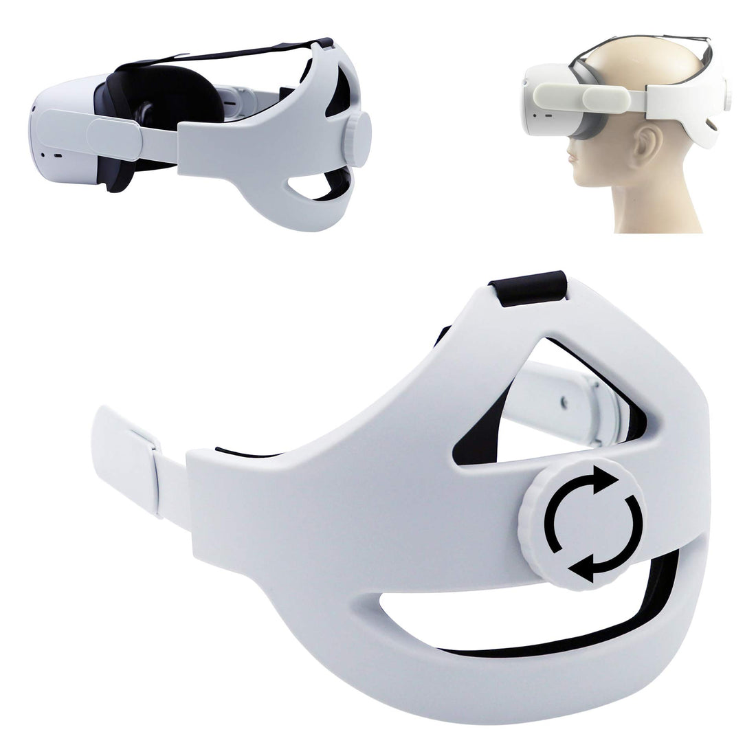 Angju Oculus Quest 2 Elite Adjustable Head Strap with Cushion Replacement Headband Enhanced Support and Reduce Head Pressure in VR (2in)