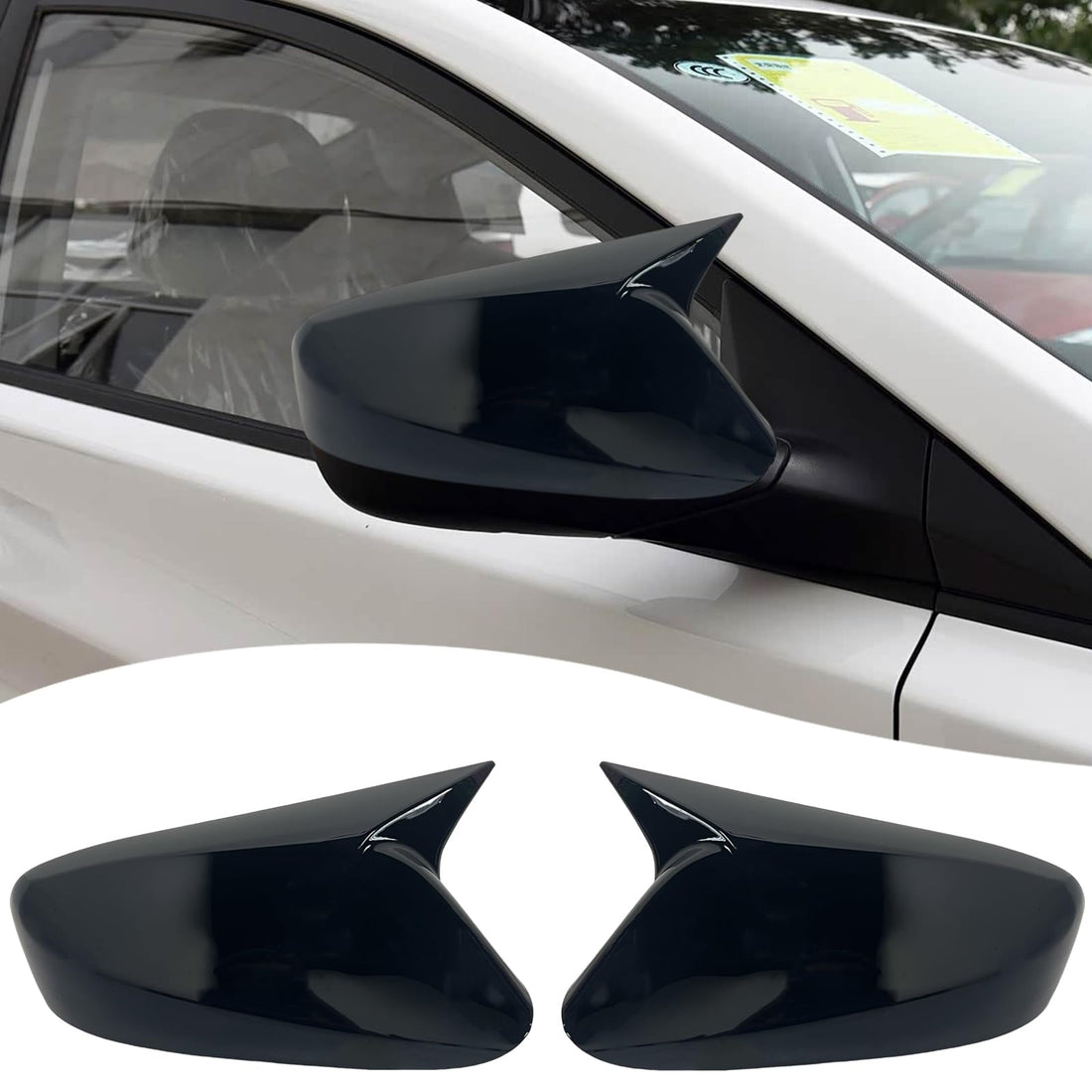 Rear View Mirror Cover, for Hyundai Elantra 2011 2012 2013 2014 2015 2016 - Bright Black Turn Signal Housing Cover Accessories(Without Turn Signal Cutout)