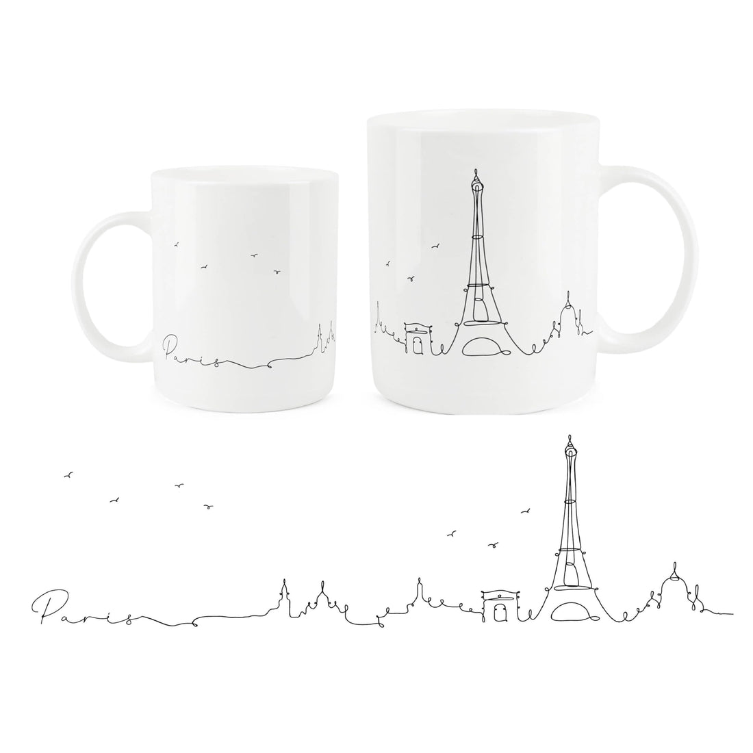Paris City Skyline Collection - Fine Bone China Mug White Coffee/Tea Present Gift for Travel Lovers