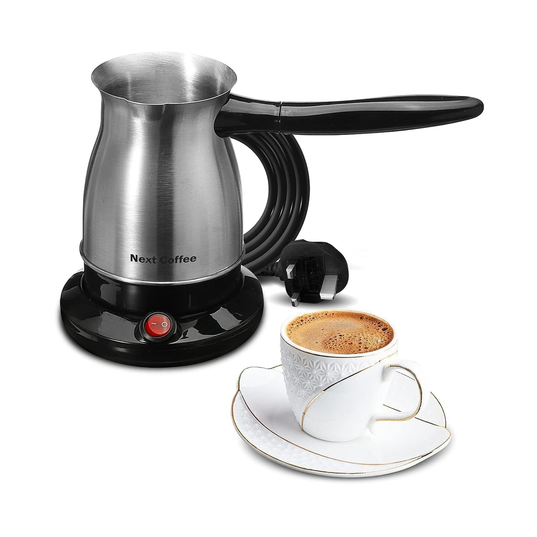 Electric Turkish Maker Machine 800W Pot Warmer Kettle Premium Quality Stainless Steel 600 ML,5 Cup Capacity Cool Handle,1 Year Warranty