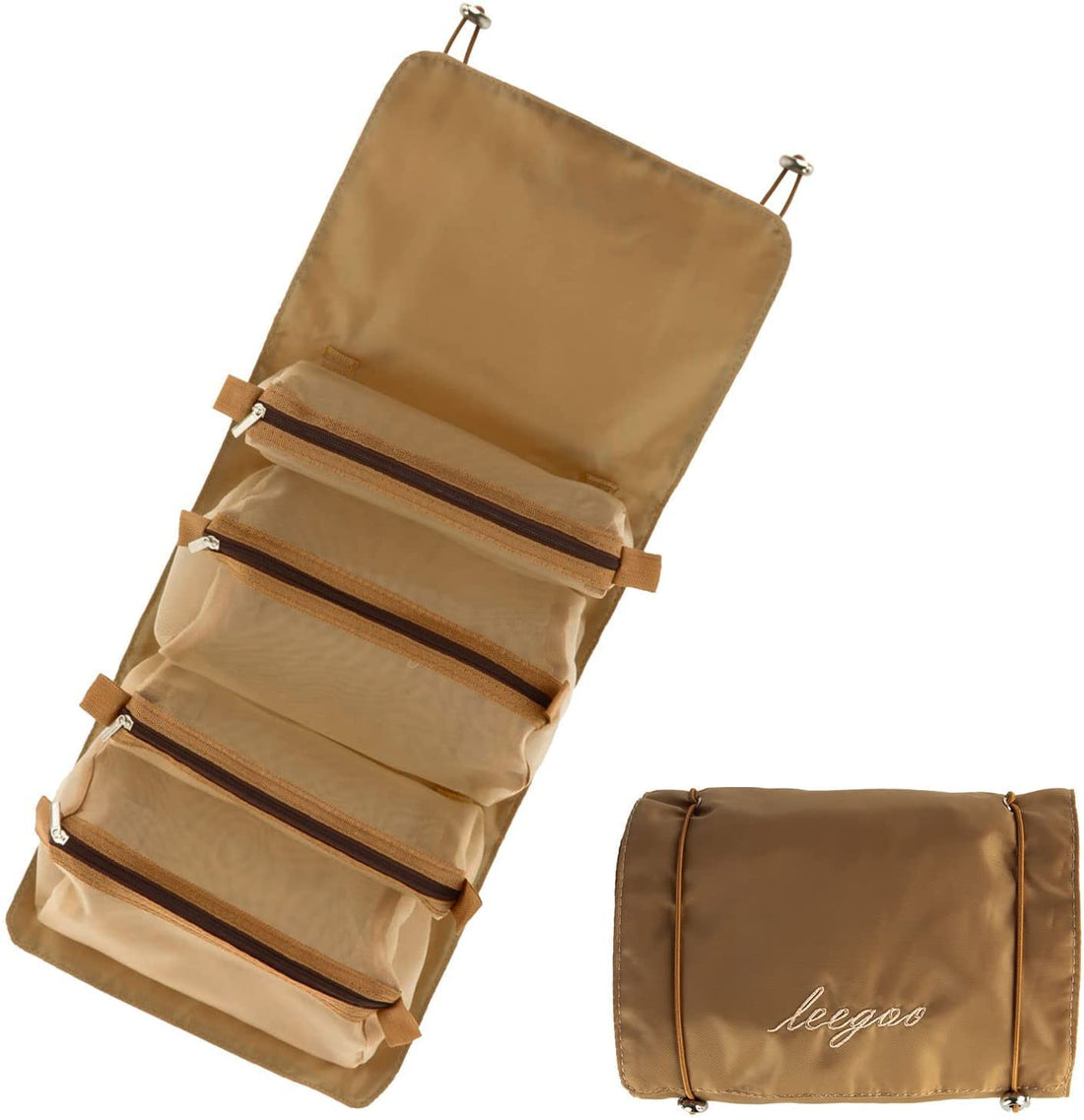 Zoomers Women Beauty Case,Foldable Waterproof Travel Beauty Case, Multi-Compartments Detachable for Organizing Personal Items,Toiletry Bag for Women Beauty Case, beige, Beauty Travel Case