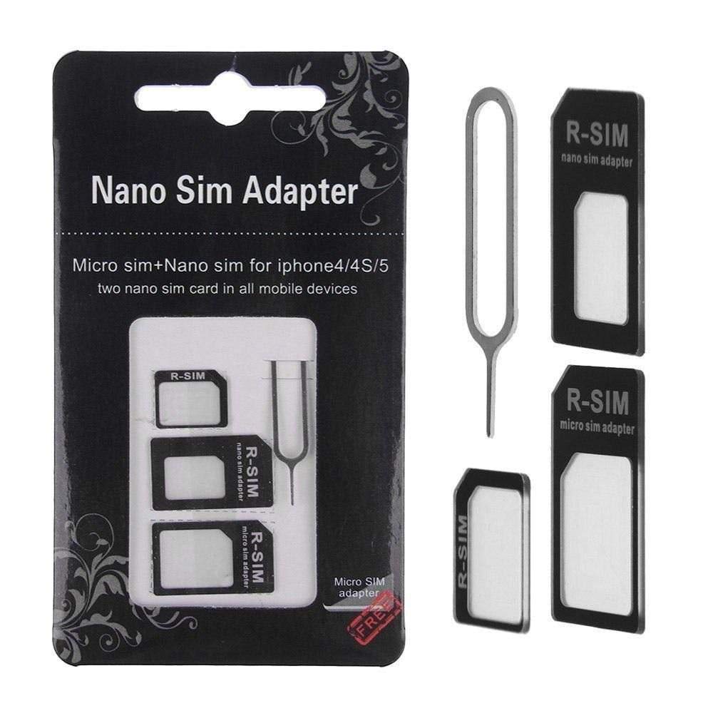 USB SIM Card adapter Nano Micro Standard 4 in 1 Converter Kit - Black