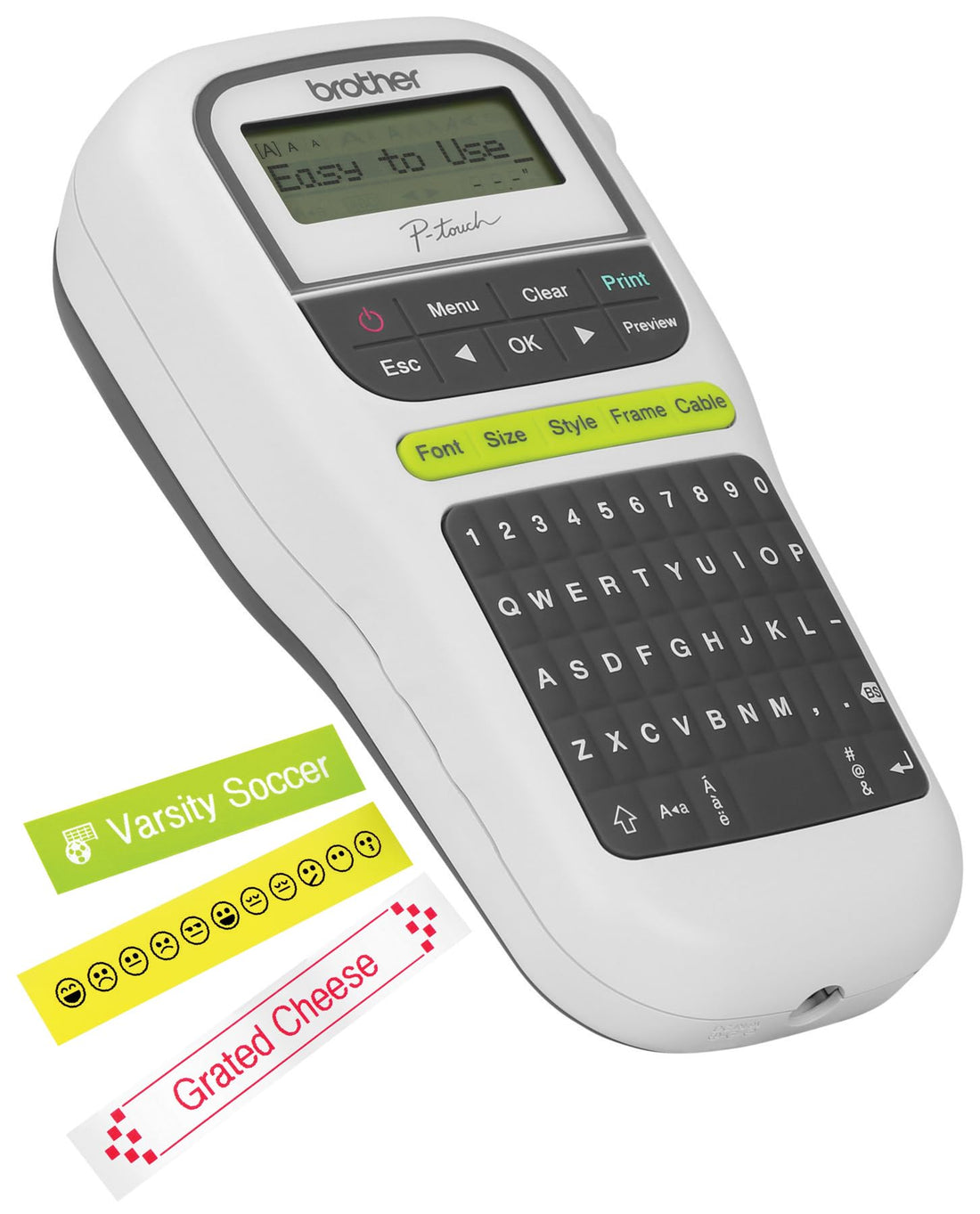 Brother P-Touch, PTH110, Easy Portable Label Maker, Lightweight, Qwerty Keyboard, One-Touch Keys, White