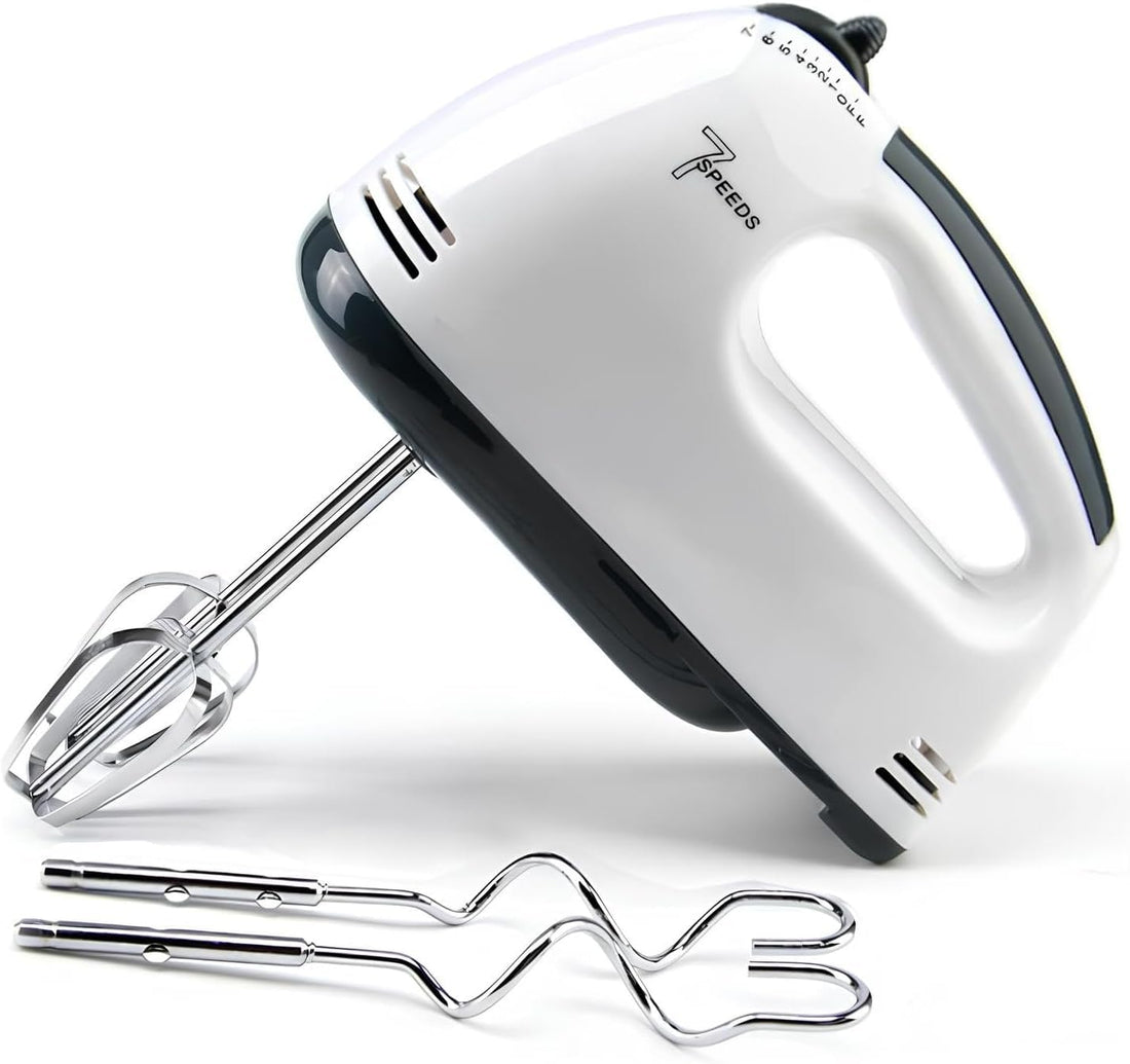 260W Electric Hand Mixer with 7 Speeds, Includes Dough Hooks and 2 Beaters for Whisk, Mixing, Kneading