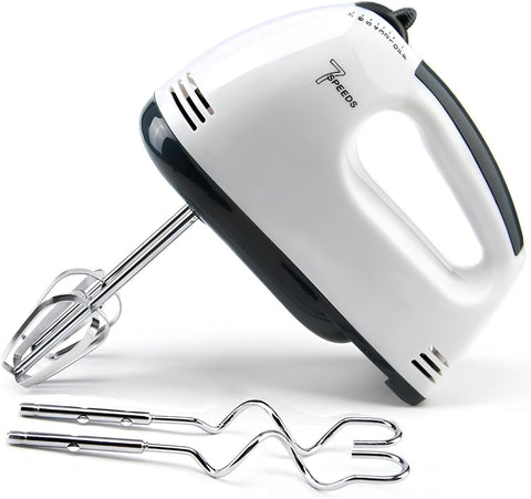 260W Electric Hand Mixer with 7 Speeds, Includes Dough Hooks and 2 Beaters for Whisk, Mixing, Kneading