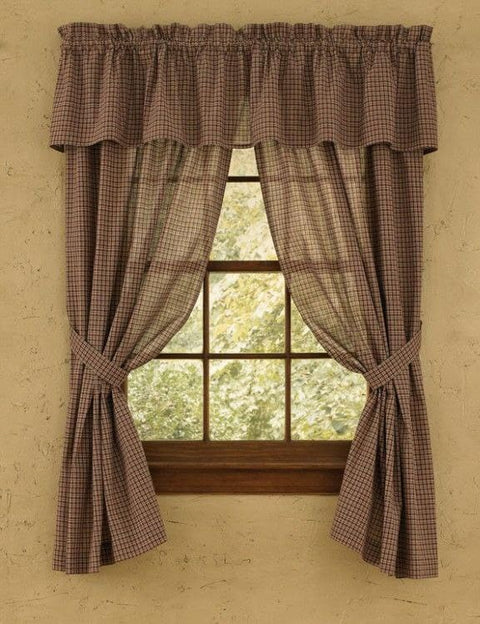 Generic Check Pattern Kitchen Curtains Set with Valance, 1 x 1 Metres, (cafe) .flo