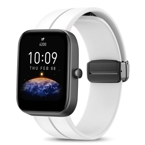 Bands for Amazfit Bip 3 / Bip 3 Pro / Bip U Pro / Bip / Bip Lite / Bip S / Bip S lite / Bip U, Quick Release Silicone Sport Replacement Watch Strap with Magnetic Folding Buckle for Amazfit