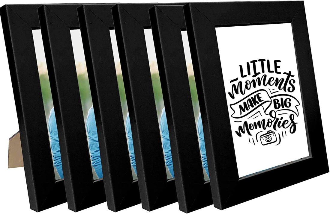 Modern 6 x 5x7 Inch Black Picture Frame - Stand