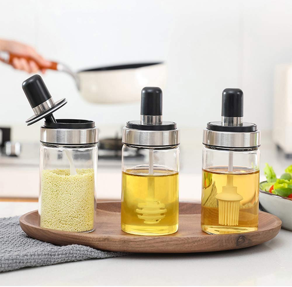 Glass Bottle Jar, Ghee-Honey -Spice Jars,Spice Jars,Pickle Jar=250 ml(pack=3)