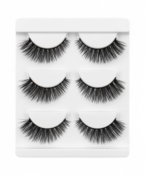3 PAIRS HALF 6D Faux Mink False Eyelashes | Reusable Lightweight & Natural Looking | Bold Eye Makeup Look |- Bridal & Professional Use- N57