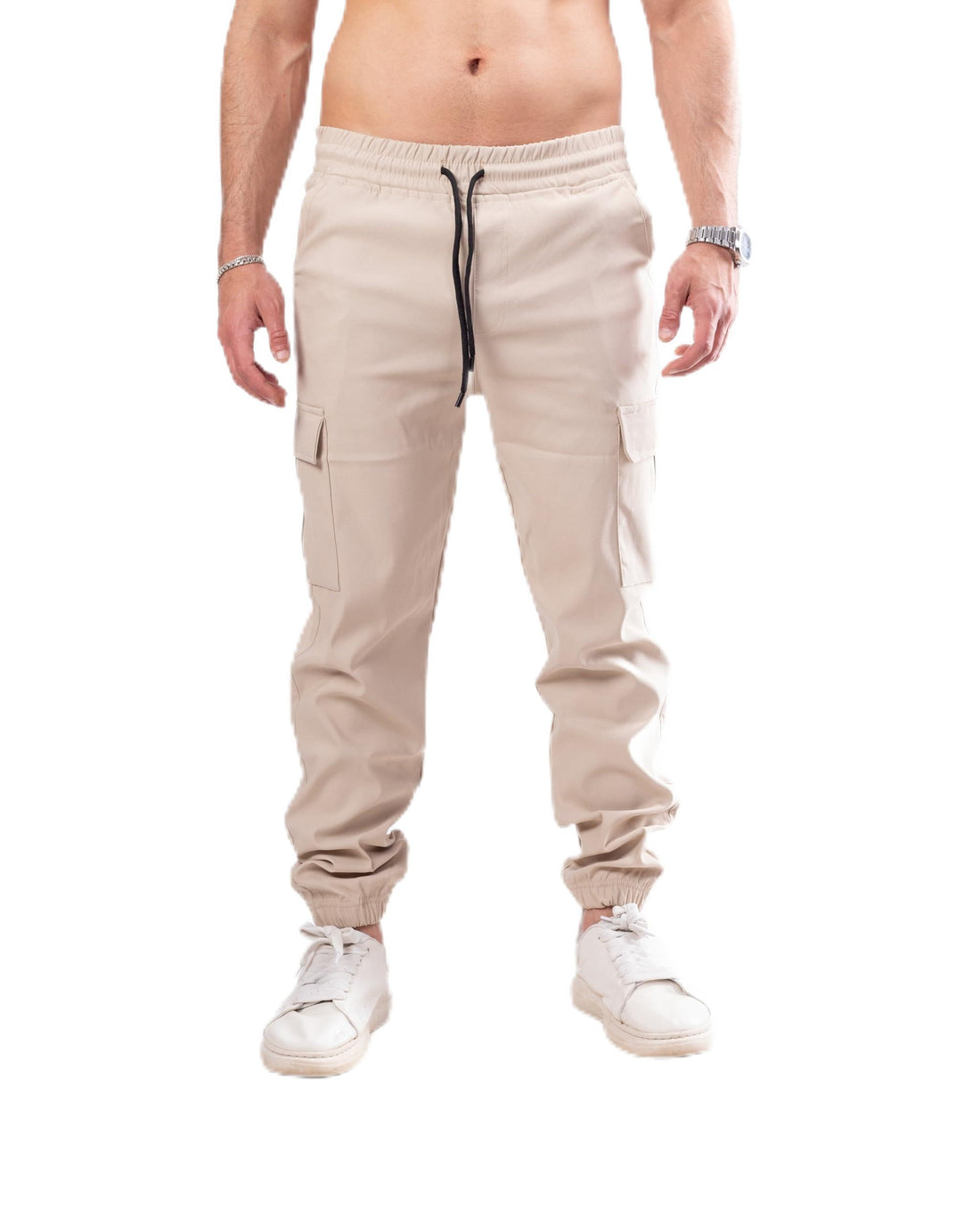 Premium Bengaline Cargo Sweatpants for Men – Minimalist Relaxed Fit Joggers – Multi-Pocket Casual Trousers