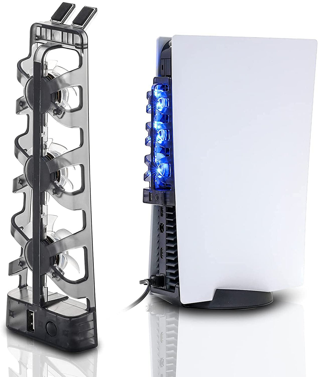 Bukela for PS5 Cooling Fan Horizontal Compatible With PlayStation 5 Disc & Digital Edition Console - Includes Light, Switch and USB Output Port