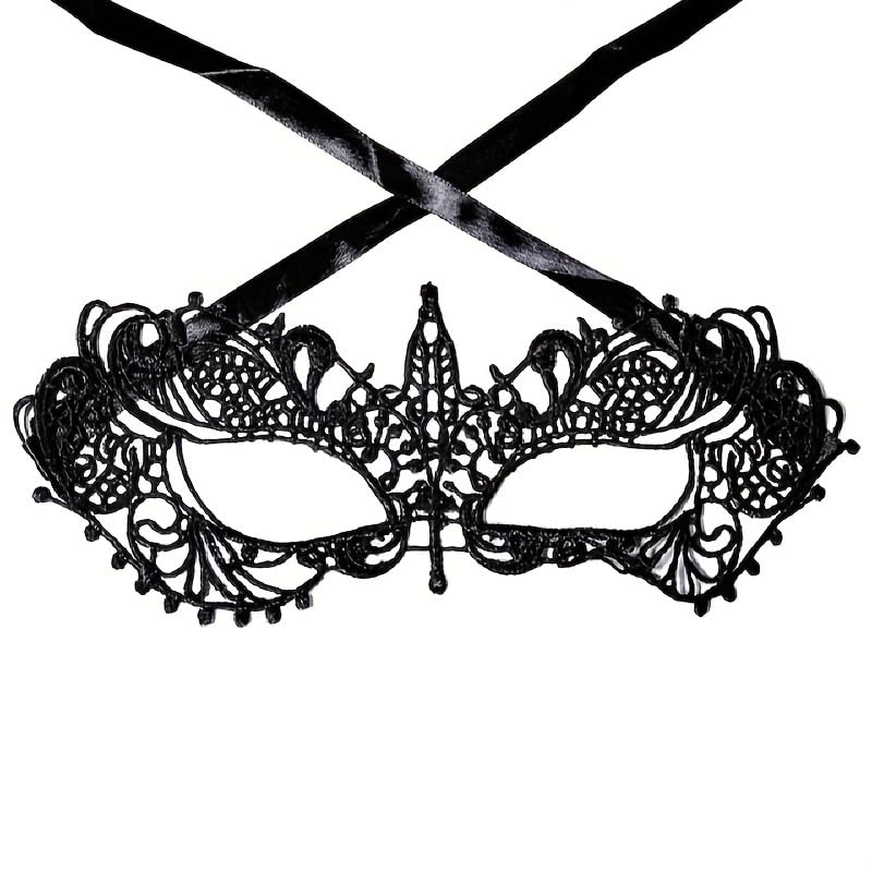 Black Lace Masquerade Mask with Cat Ears, Sexy Venetian Style Eye Mask for Halloween Christmas Costume Party, Women's Fancy Dress Accessory