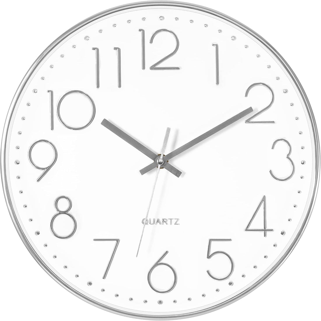 Wadi Misr Wall Clock Modern Import Export Silent Non Ticking Quartz Decorative Battery Operated Wall Clock for Living Room Home Office School 30cm Silver