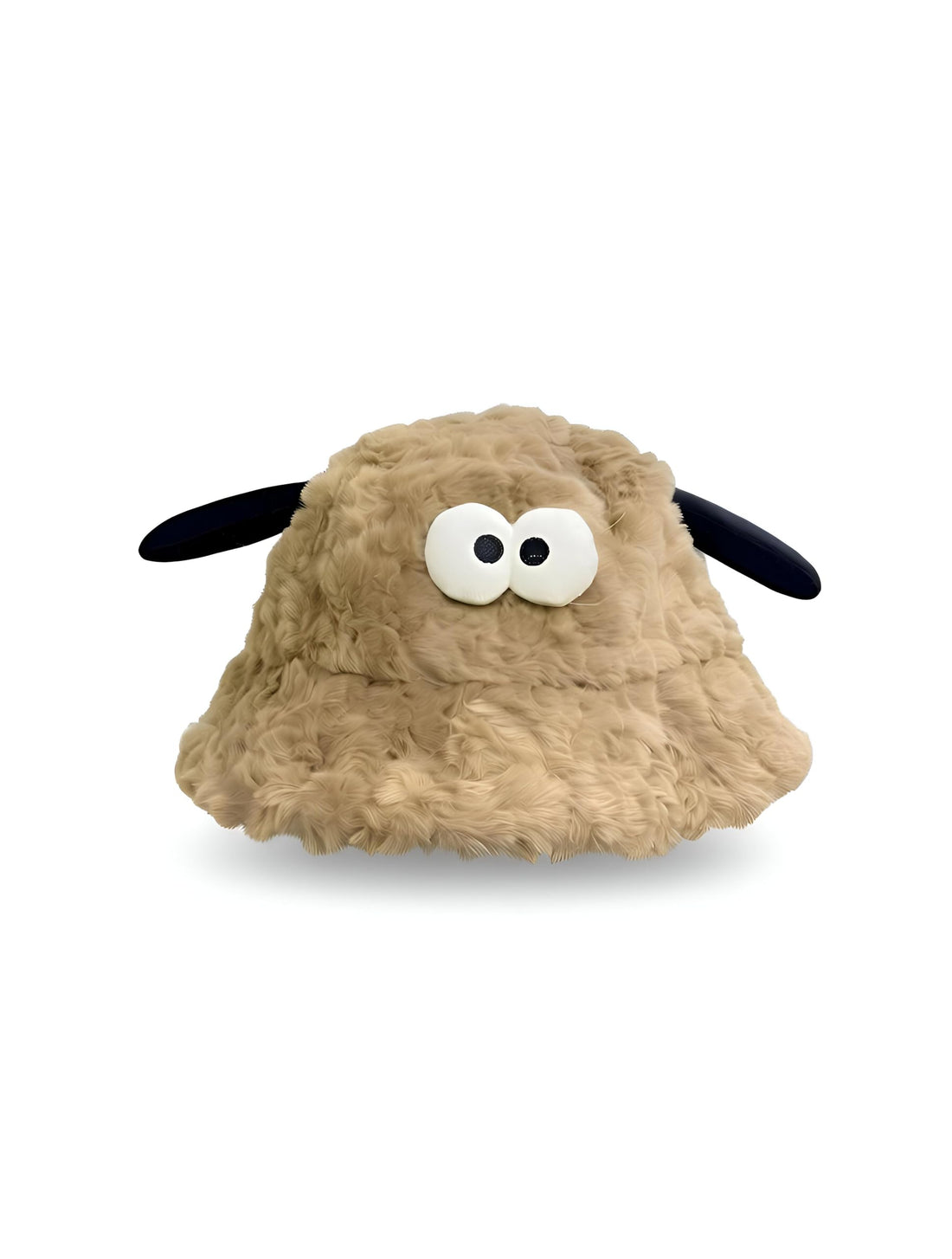 Furry Sheep Beanie - Cozy White Faux Fur Hat with Ears for Winter Fashion and Playful Animal Look