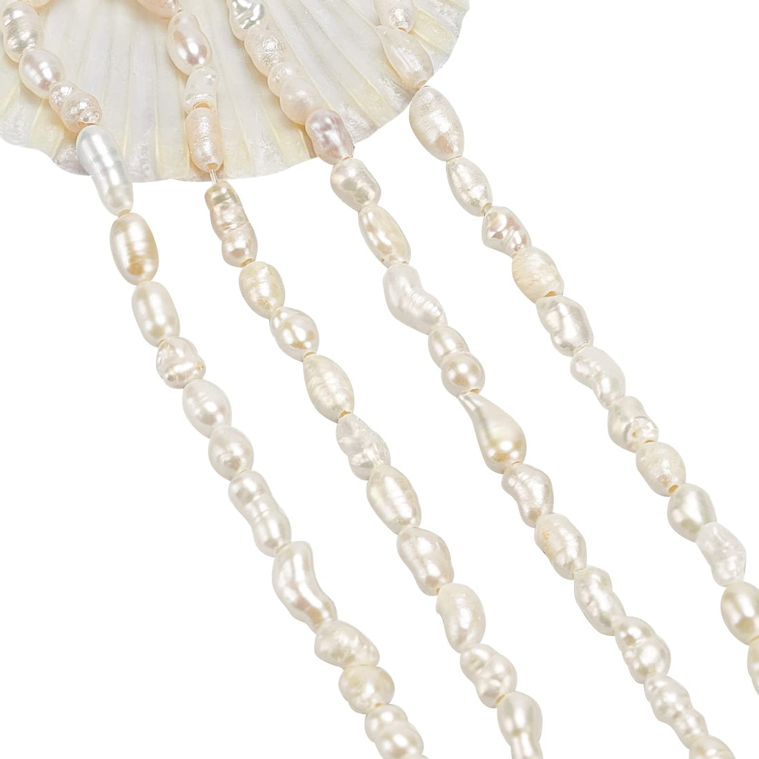 NBEADS 1 Strands about 65 Pcs Mini Natural Culd Freshwater Pearl Beads, 3~5mm Small White Rice Shape Loose Freshwater Pearl Charms Beads For Craft Jewelry Making, Seashell Color
