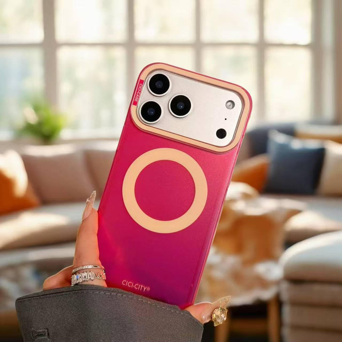 Ecosytem Magnetic Cover for 17 Pro Max, Iridescent Fluorescent Coloured Holographic Case, [Compatible with MagSafe], Camera Protection Gradient Color Aesthetic Hybrid Cover for 17pro max (Design 3)