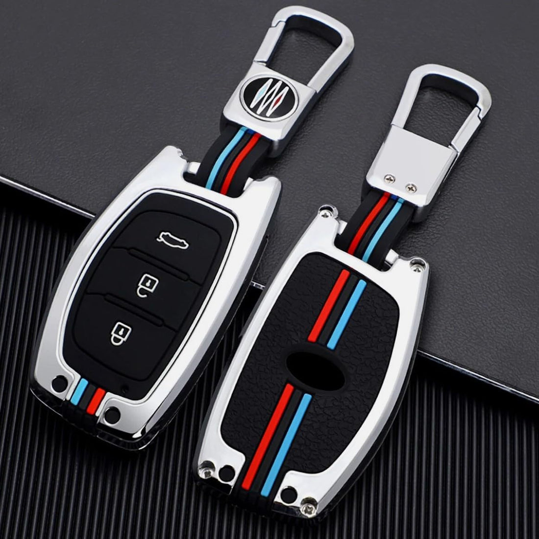 Metal Car Key Cover with Keychain – Compatible with Hyundai Tucson Elantra Sonata – Stylish Protective Case for Car Accessories