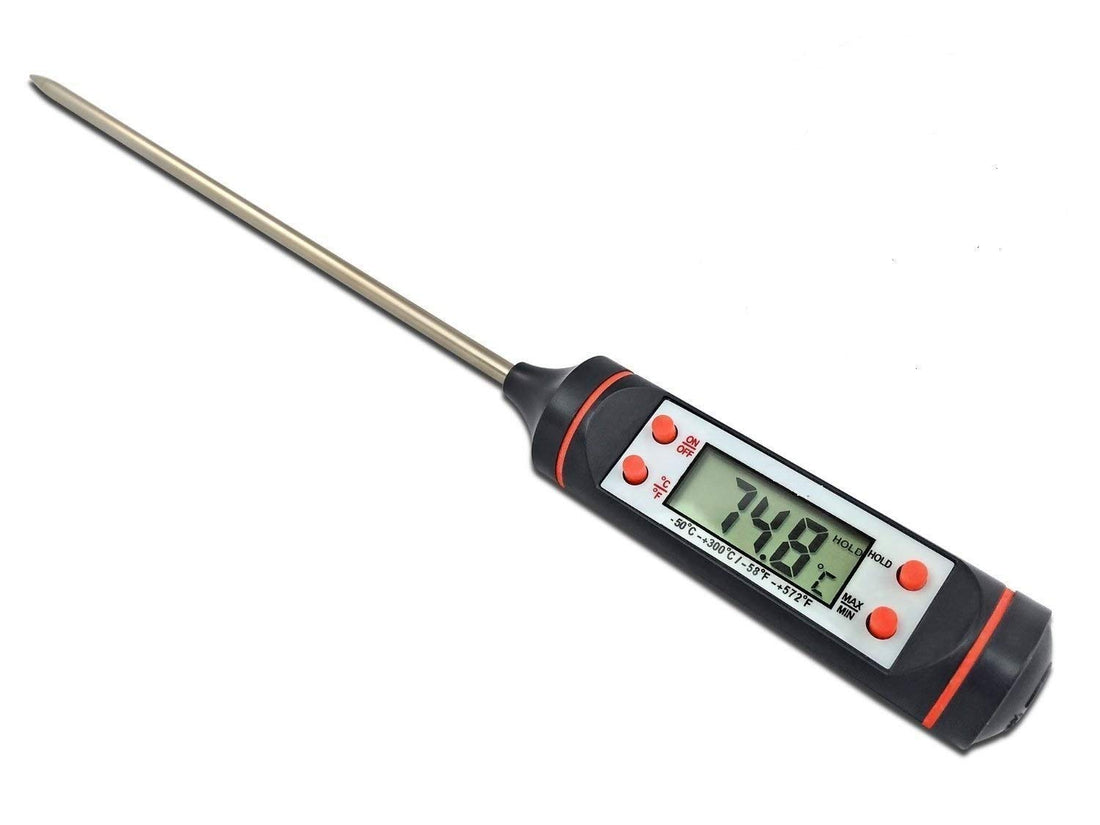 Digital LCD Cooking Food Meat, Milk, Probe Kitchen Bbq Thermometer Temperature Test Pen, Black/White