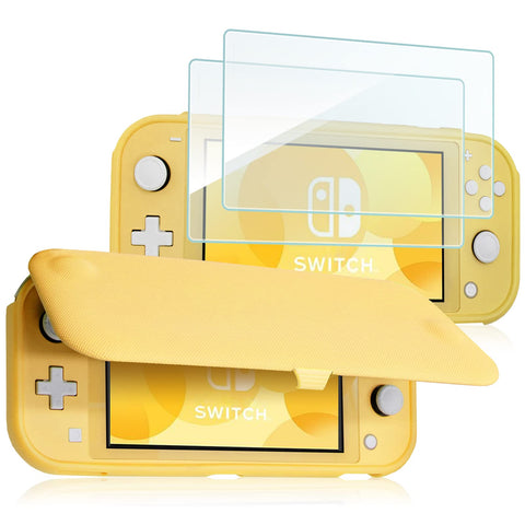 ProCase Flip Case for Nintendo Switch Lite 2019, Shockproof Protective Cover, 2 Tempered Glass Screen Protectors, Easy Installation, Minimalist Design, Perfect for Gaming On The Go