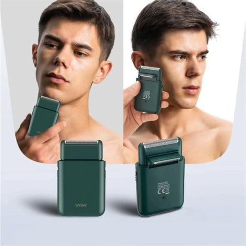 VGR V-390 Professional Rechargeable Electric Razor, Ultra-Thin Facial Care Beard Trimmer, Reciprocating Blades with USB Travel Shaver for Men, Green