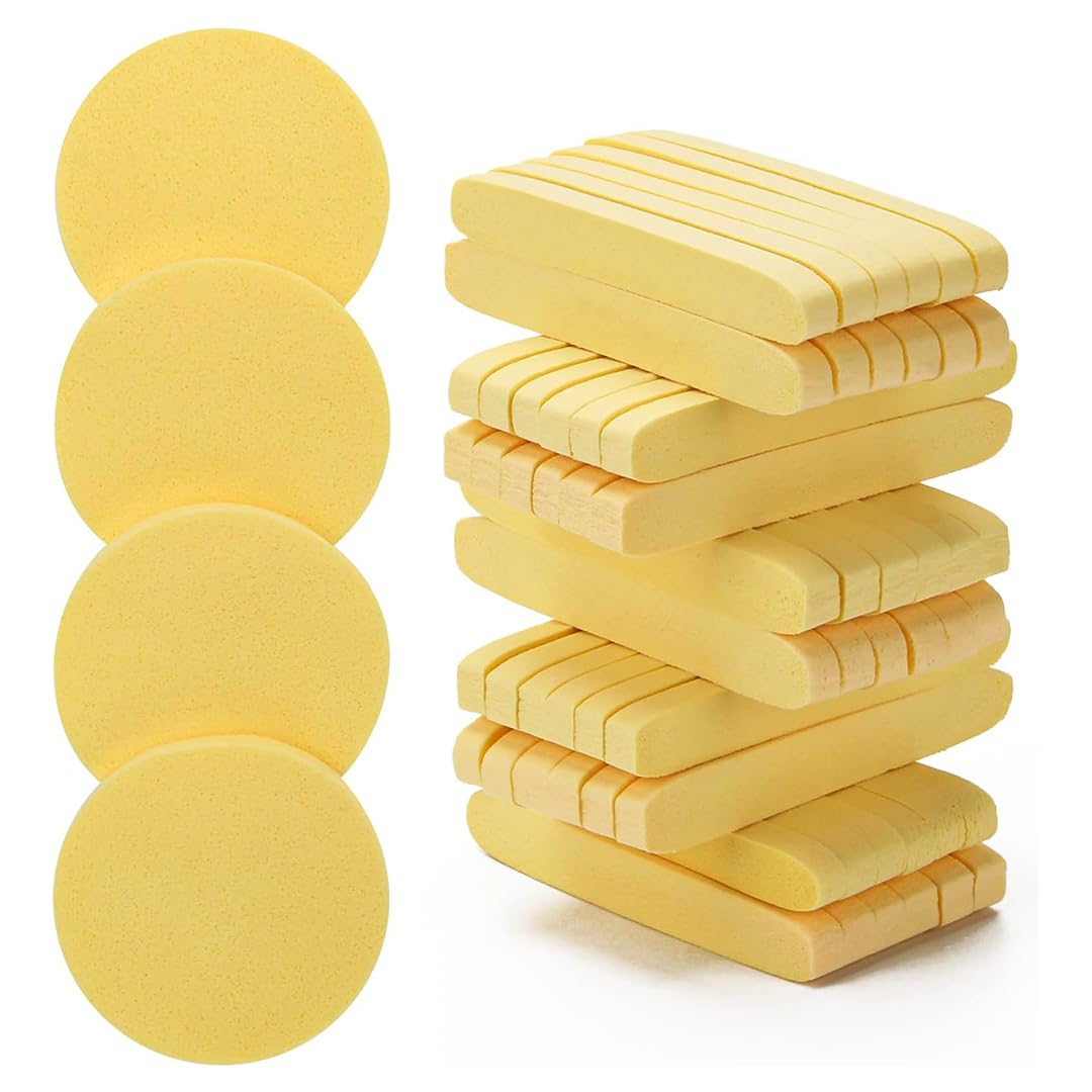 24Pcs Reusable Compressed Facial Sponges, Makeup Remover Pads, Face Cleansing Pads, Cosmetic Spa Sponges for Removing Dead Skin, Facial Cleansing, Gentle Exfoliating, Makeup Removal