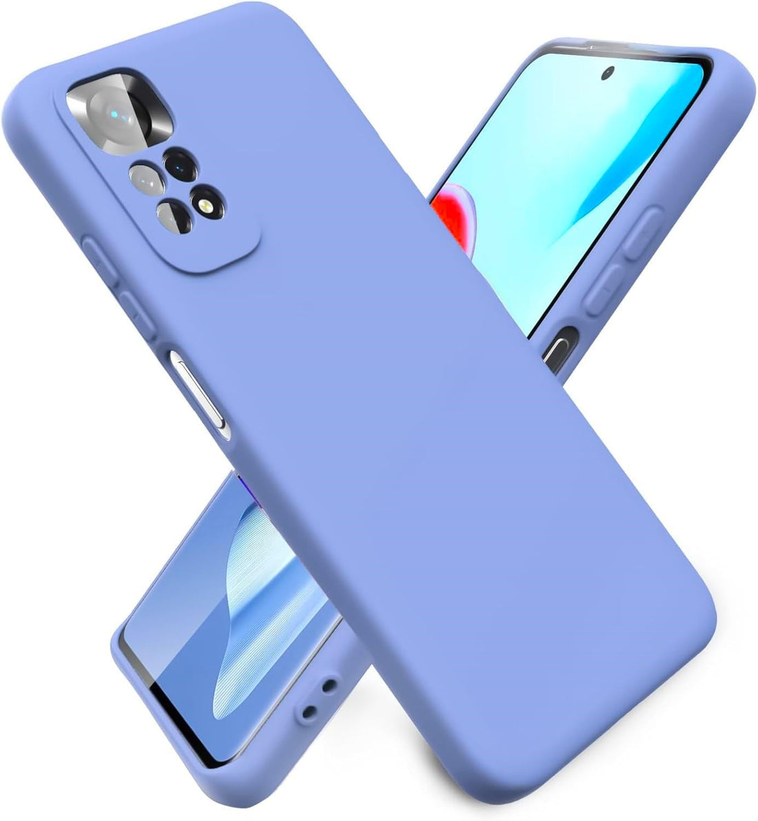 (Redmi Note 11 4G_Note 11S) Shockproof Liquid Silicone Back Case Cover with Fur Lined Interior and Full Camera Cover Compatible with Redmi Note 11 4G Note 11s (Purple)