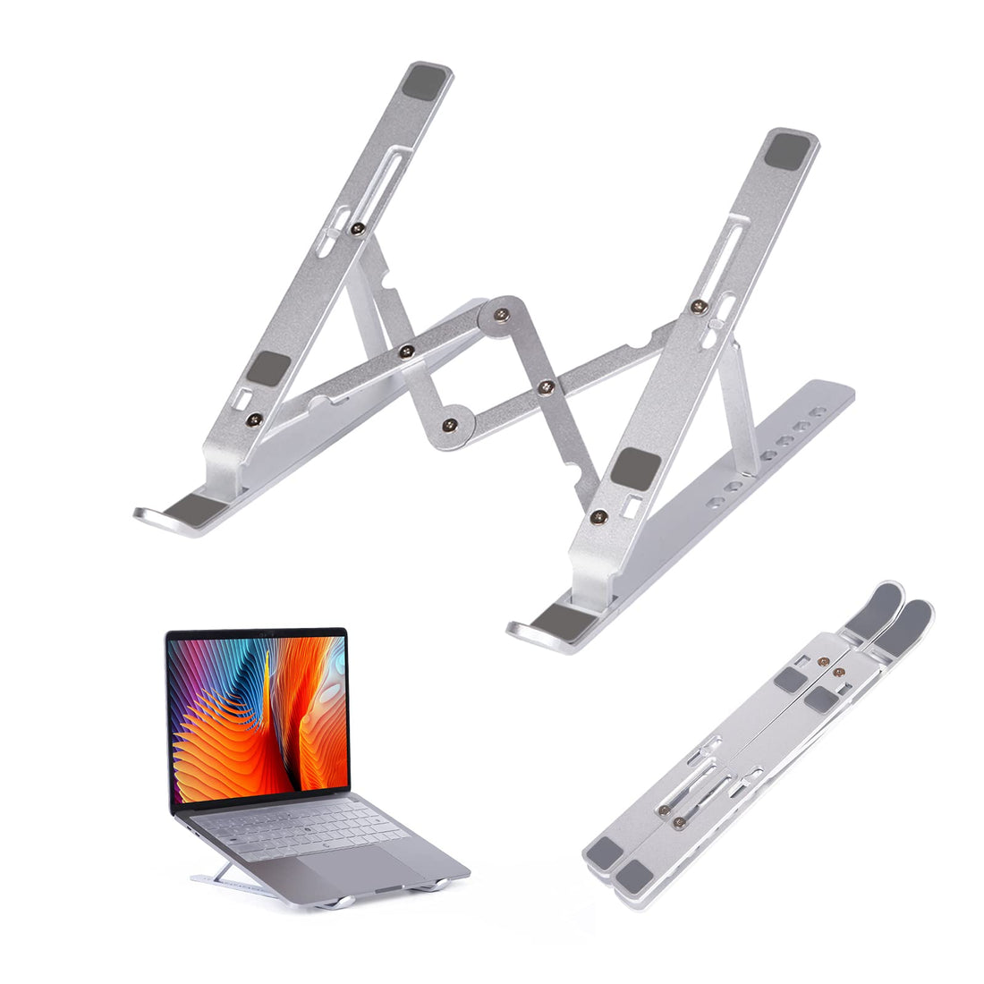 Laptop Stand,Foldable Portable Laptop Riser for Desk, 7-Level Adjustable Aluminium Holder,Compatiable with MacBook Pro/Air,Dell,HP,Lenovo,suitable for 11-15.6 inch Laptops,Tablet(Silver)