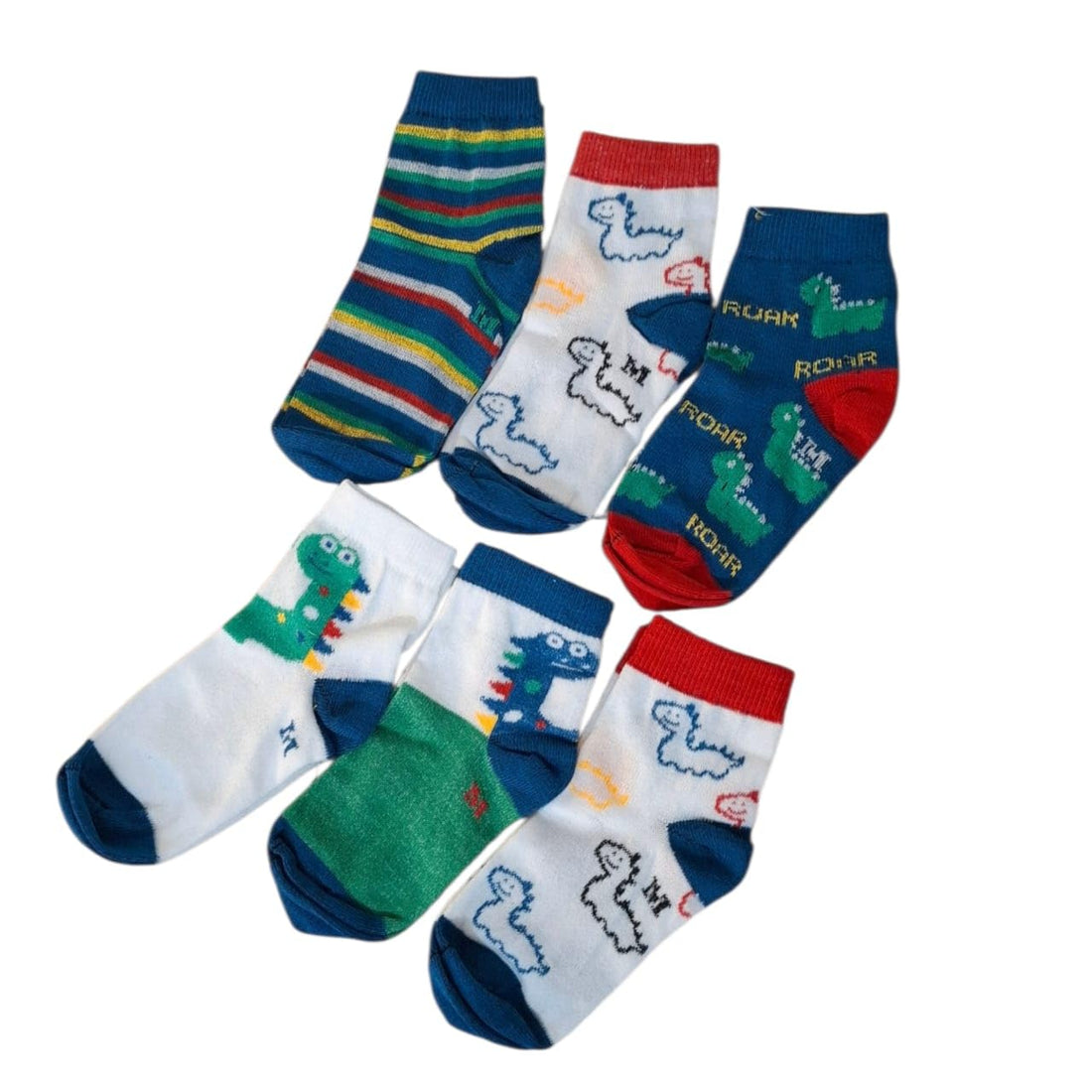 Kids Socks Set Of Socks For Boys And Girls, 6 Pairs, Sizes 28-35, Multi Colors (White, Grey, Red, Pink, Black, Olive, Violet)