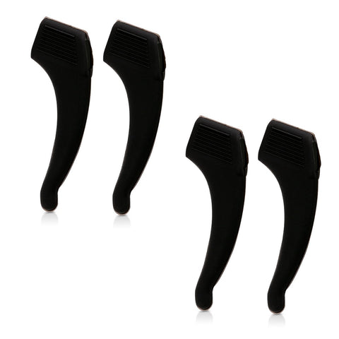 kwmobile Non-Slip Holder for Glasses Temple Set - 4 x L Ear Hooks Silicone Hooks for Glasses - Sports Arm Ends Ear Hooks Black