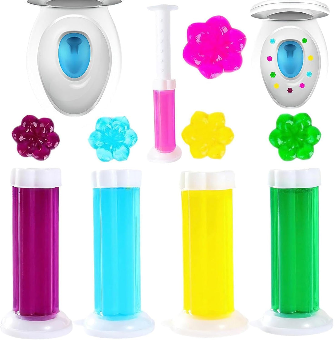 Toilet Cleaning Gel Syringe, 3 in 1 Disinfectant Cleaner and Disinfectant Syringe, Adhesive Formula, Up to 14 Doses (2 Pieces) Provides Continuous Cleaning and Fresh Scent