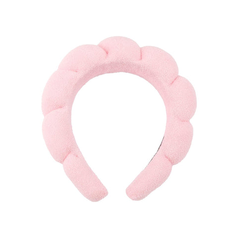 Sponge Spa Headband,Cute Makeup Skincare Soft Fabric Hair Band,Terry Towel Cloth Headband for Face Washing, Makeup Removal Shower Facial Mask Yoga Sports(Pink)