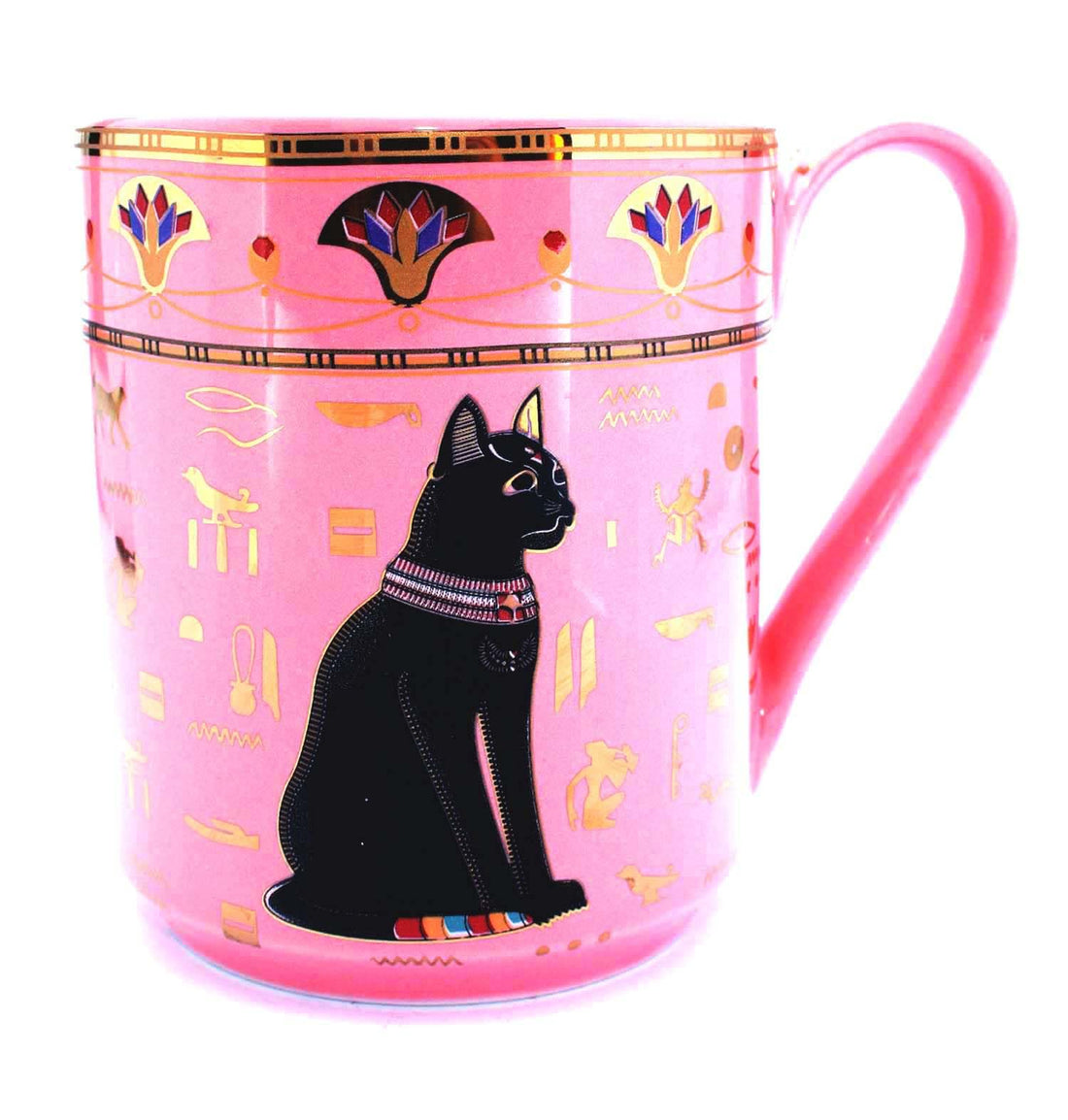 immatgar pharaonic tea coffee mug ancient Egyptian souvenirs gifts for women men from Egypt - mother day gifts (Bastet - Hot Pink - 300 MM)