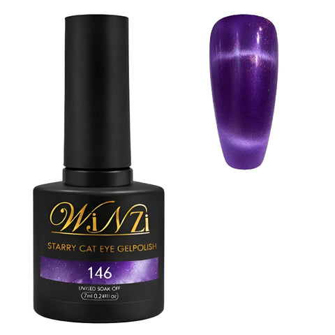 Purple Starry Cat Eye Gel Nail Polish – 7ML Magnetic Galaxy Shimmer Effect UV/LED Soak Off Gel, Long Lasting High Shine Manicure Color for Nail Art Designs (146)