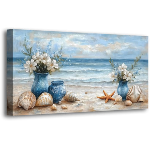 Seascape Pictures Canvas Wall Art for Living room Office Bedroom Wall Decor,Beach Wall Art Print Paintings Modern Blue Natural Landscape Artwork Waterproof Ready to Hang-20x40inch