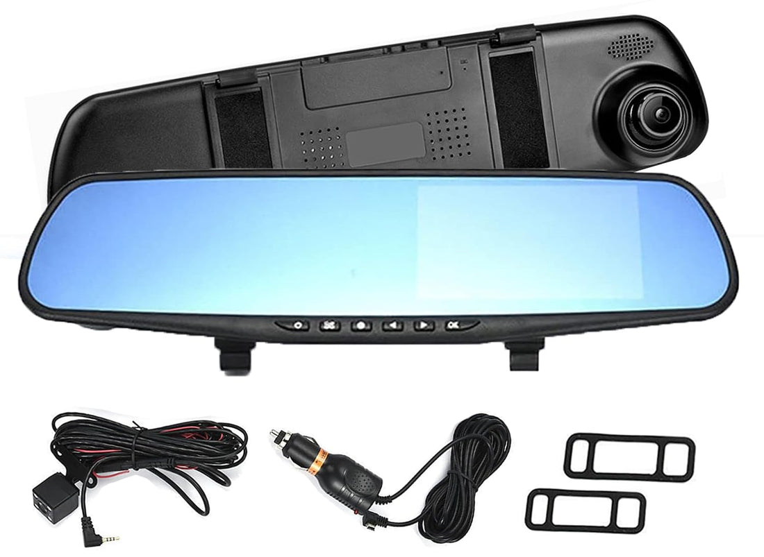 Esenlong Car Dashcams Front and Rear HD 1080P 4.3" DVR Dual Lens Rear View Mirror Camera Dash Cam Video Recorder Motion Detection Loop Recording
