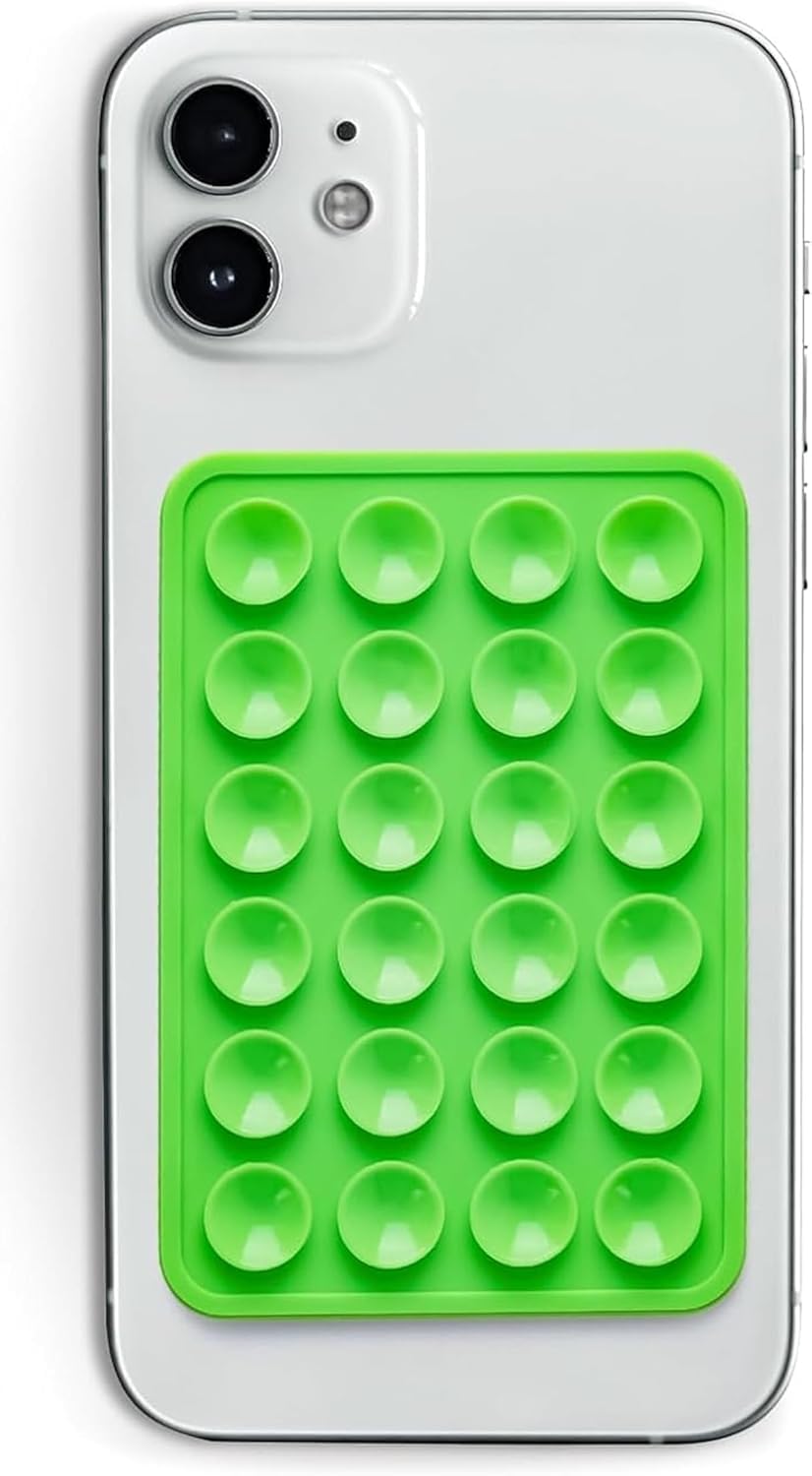 Silicone Double-Sided Suction Cup Phone Case Detachable Mount, Sticky Phone Grip with Higher Suction Power for iPhone, Hands-Free Phone Accessories Holder for Selfies and Videos (Green)