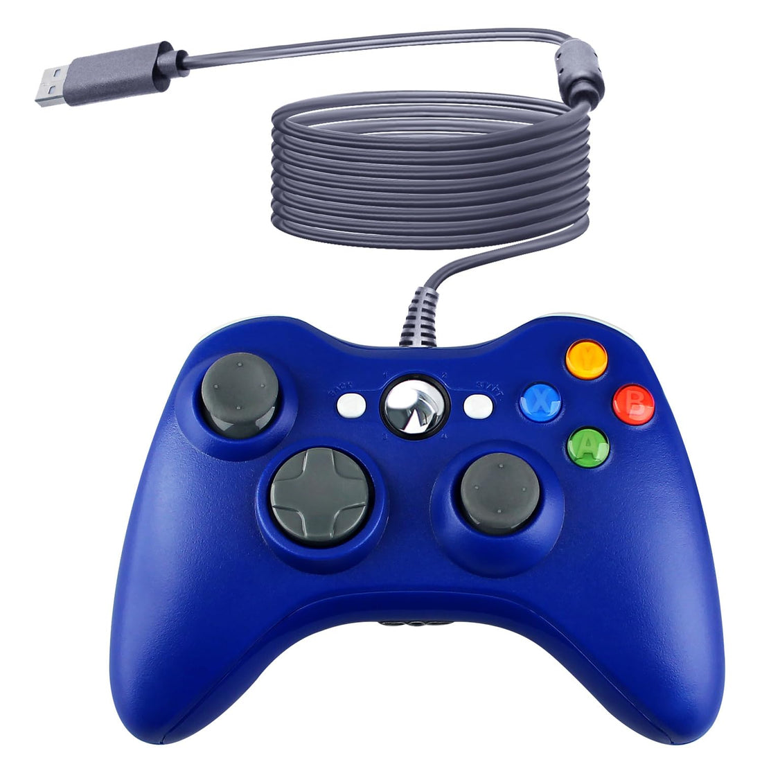 OSTENT Wired USB Cable Controller Compatible for Microsoft Xbox 360 Console PC Computer Video Game (Blue)
