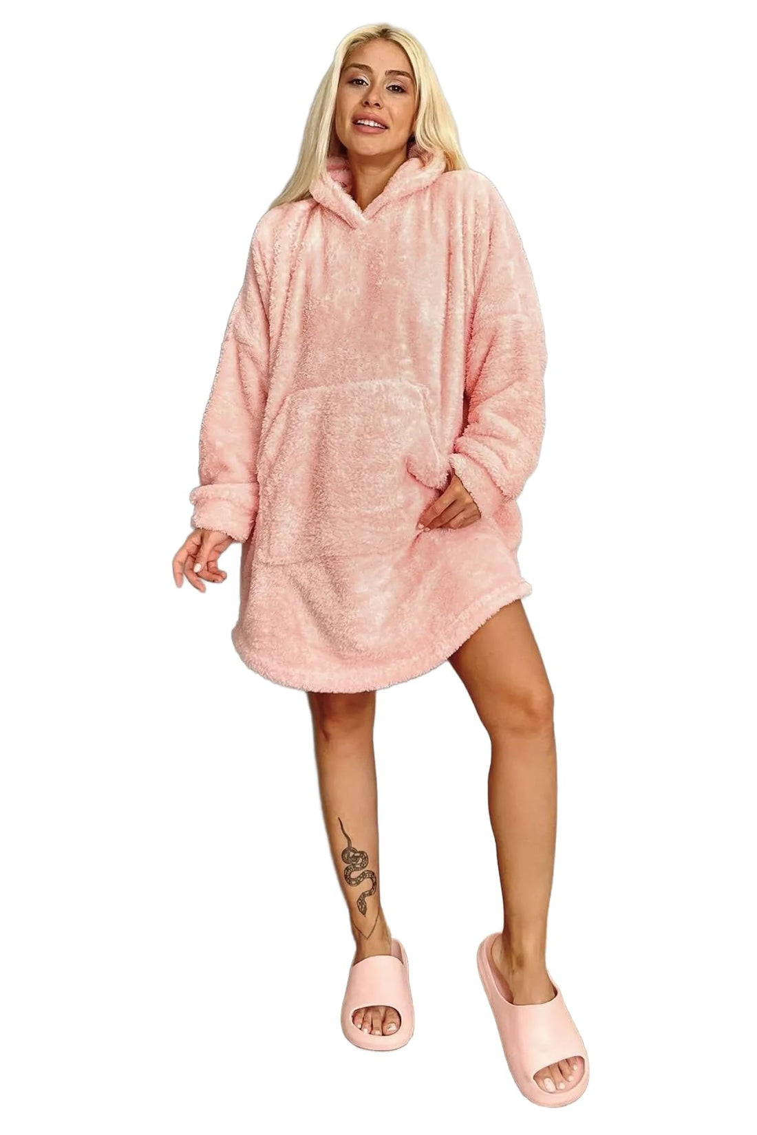 Wearable Blanket Oversized Hoodie Sweatshirt with Pocket for Women and Men, Super Soft and Warm Fur Hooded Sweatshirt, Hoodies Suitable from 60k to 140k
