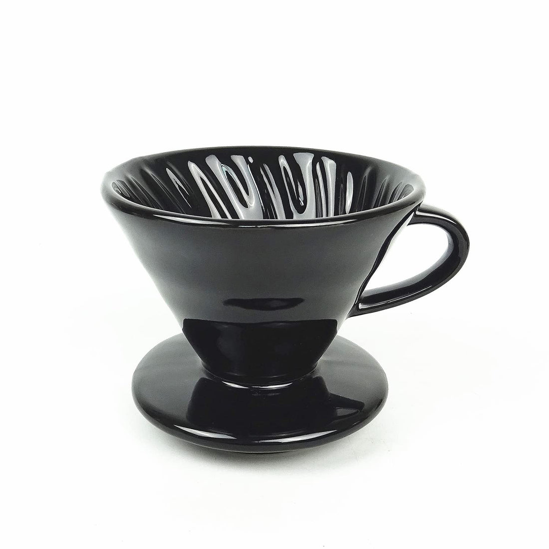 Arabest V60 Ceramic Coffee Filter Cup Conical Hand-Brewed Coffee Filter Cup Single Hole Threaded Filter Cup With Spoon (Black)