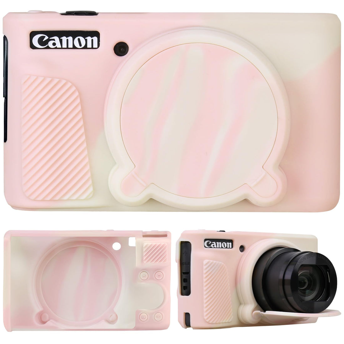 SX740 SX730 Camera Case, Silicone Cover Case for Canon PowerShot SX740/SX730 HS - Fullbody Thin Lightweight Silicone Camera Skin Body Case (Mist Pink)