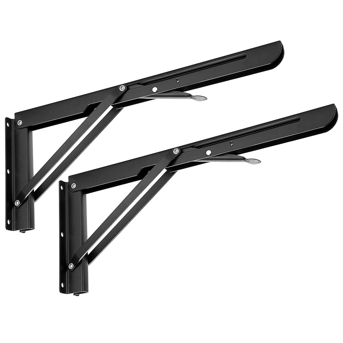 Sumnacon - Folding Brackets 2 Pack 14 Inch Heavy Duty Metal Table and Shelf Brackets Wall Mount for Living Room Kitchen Table Desk Bench DIY Black