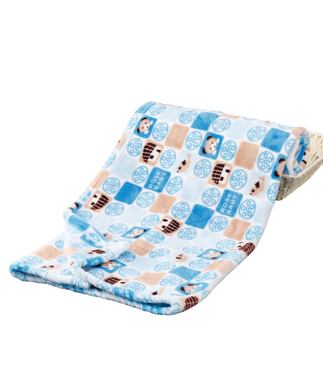 Babyhug Single Ply Mink Blanket Teddy & Hut Print - Multicolor