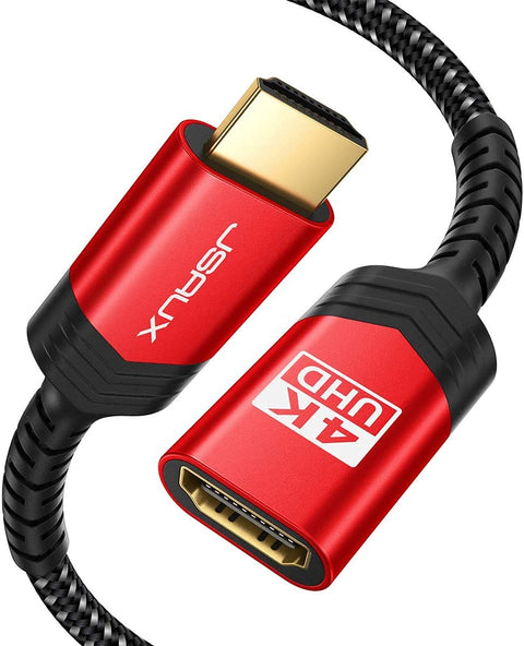 Jsaux HDMI Extension Cable 10FT, JSAUX 4K 60Hz High Speed HDMI Extender Cord 10FT Red