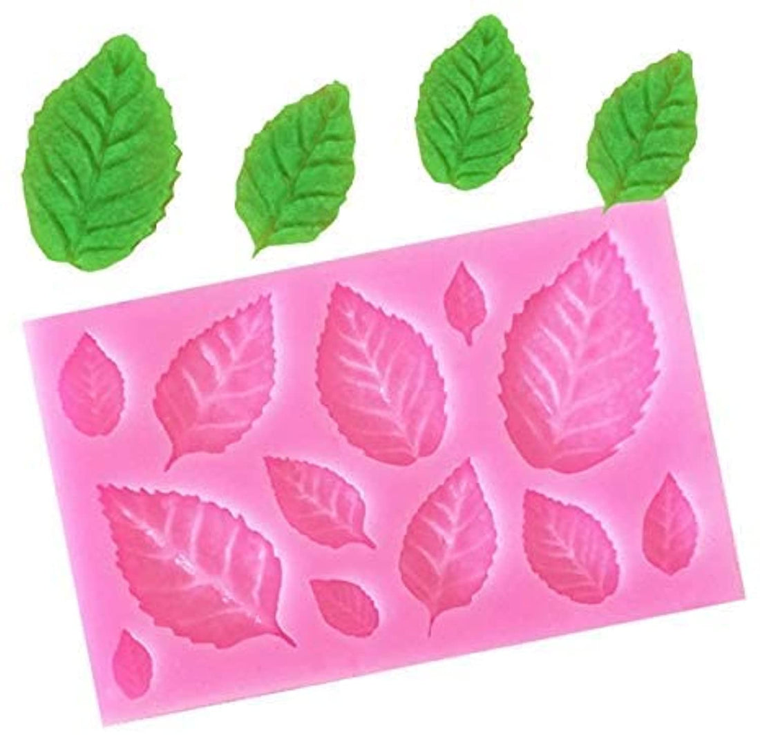 3pcs 3D Small Leaf Molds Silicone for Sugar Paste, Chocolate, Fondant, Butter, Resin, Polymer Clay, Wax, Soap, Crafting Projects and Cake Decoration Decorating
