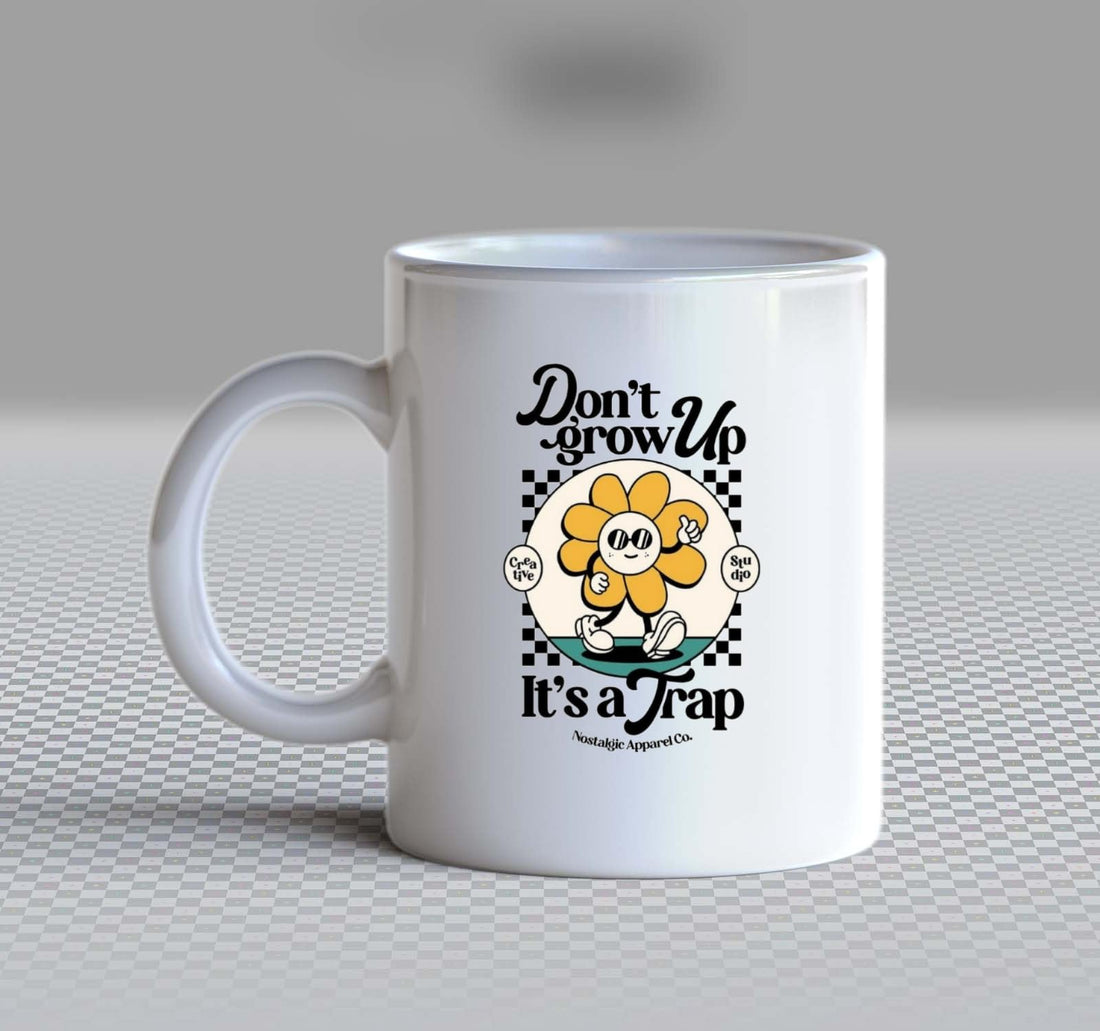 Don't Grow Up It's a Trap Mug w ith assorted print, white ceramic