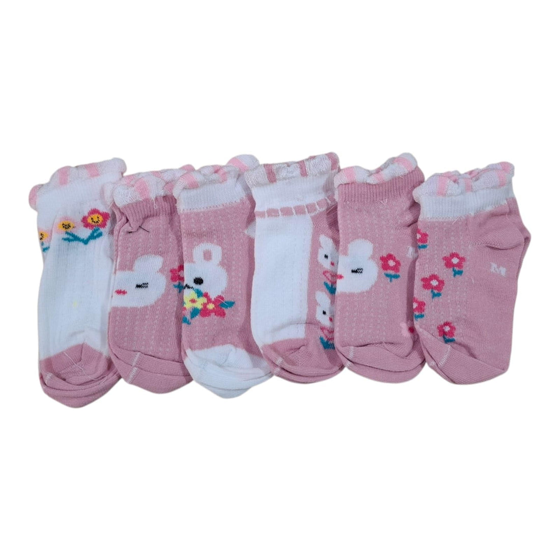 Kids Socks Set of Socks for Kids from 3 Years to 7 Years (6 Pairs Set), White, Grey, Red, Pink, Black, Olive
