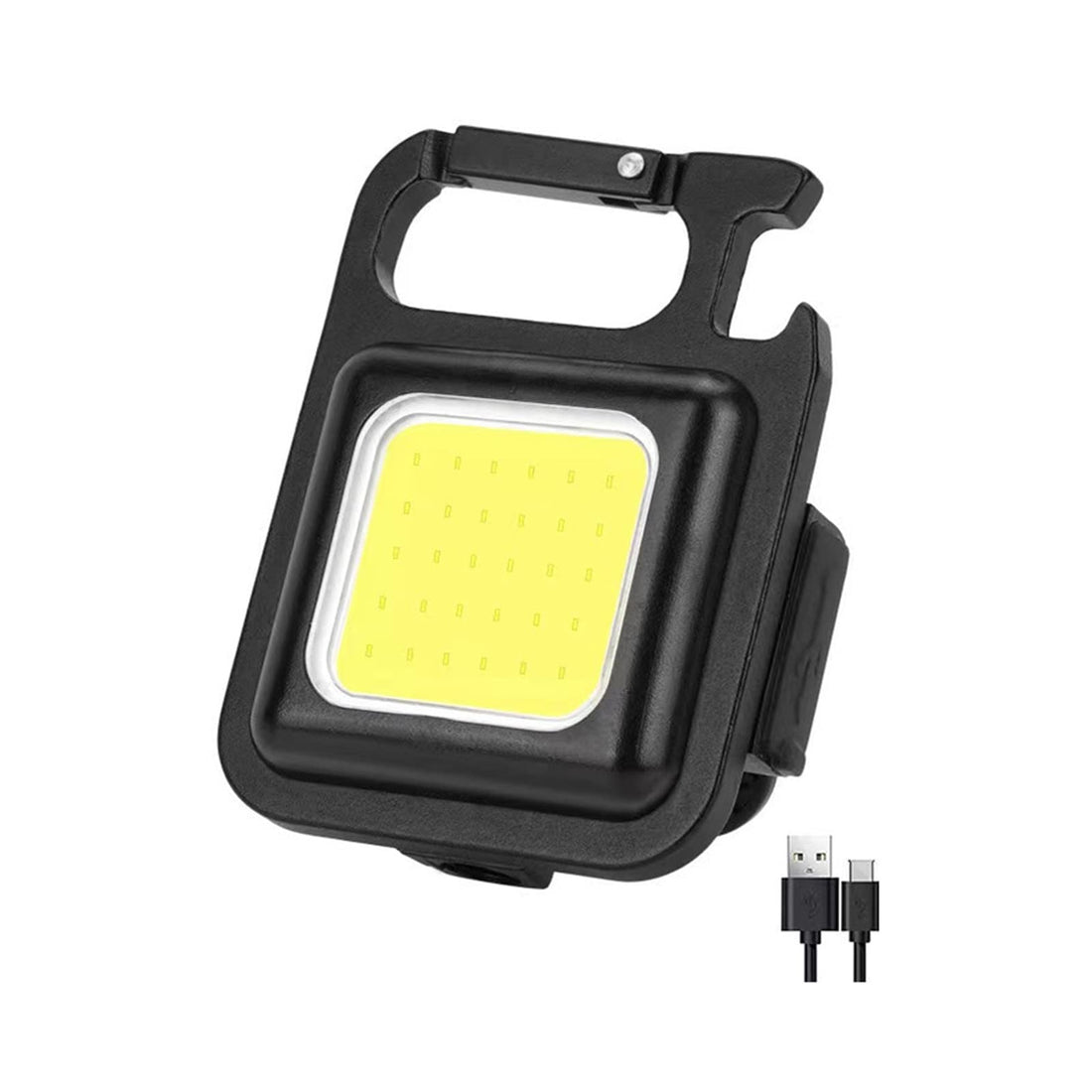 Rechargeable COB Small Flashlight, 800 Lumens Protable LED Work Light 3 Light Modes Keychain Mini Flashlight with Folding Bracket Bottle Opener and Magnet Base for Fishing Walking Camping Emergency