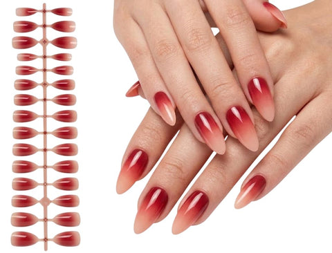 PRESS ON NAILS -24 pcs / 10 SIZE Medium Long -False Nails, Perfect For Parties, Comes With 1 SHEET DOUBLE FACE - N02